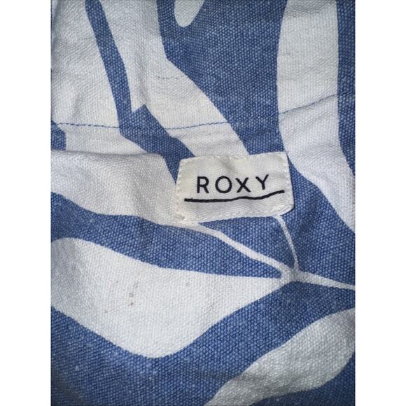 Roxy Blue Hawaiian Floral Print Canvas Tote Bag Beach Summer Y2K - Picture 3 of 3